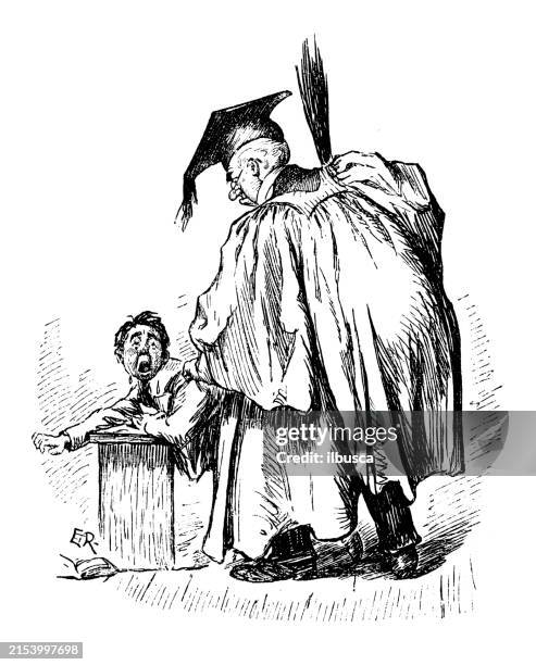 british satire caricature comic cartoon illustration - school kid crying drawing stock illustrations