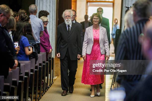 The winner of the Abel Prize 2024 Michel Talagrand and the President of the Norwegian Academy of Science and Letters Lise Ovreaas at the...