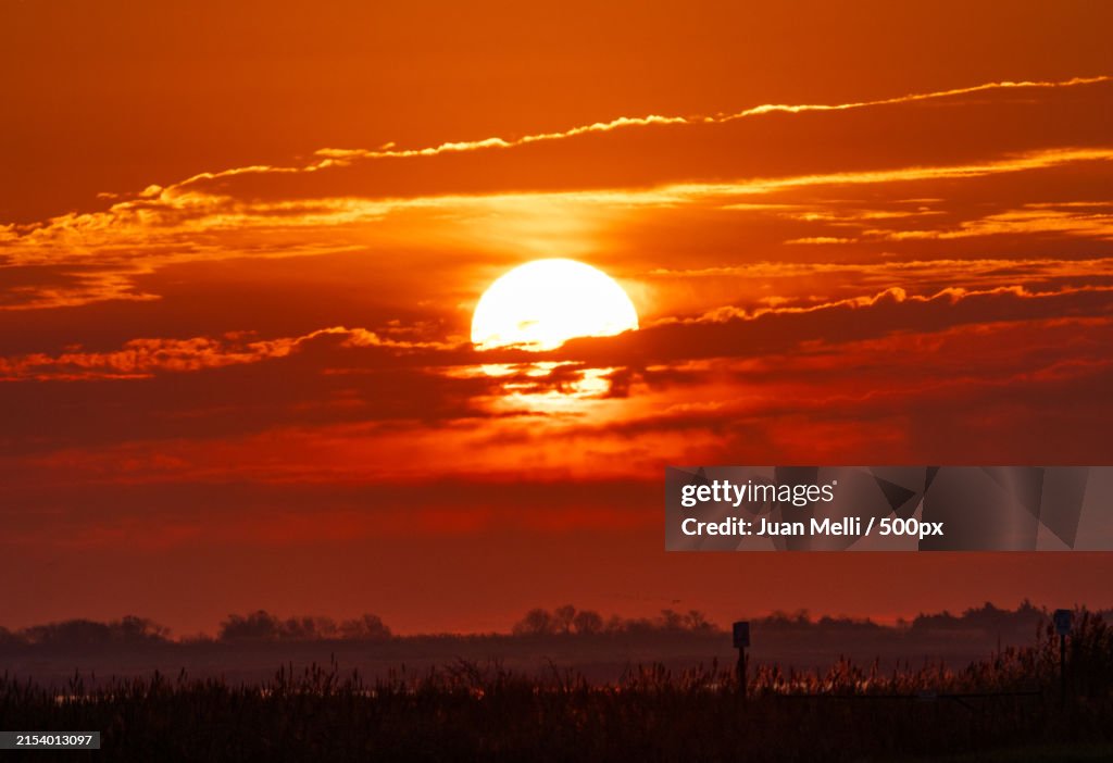 Scenic view of dramatic sky during sunset,Absecon,New Jersey,United States,USA