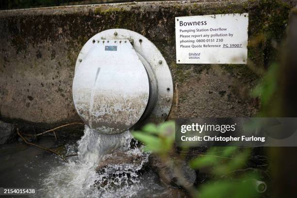 The United Utilities Bowness outfall pipe releases surface water into Lake Windermere on May 21, 2024 in Bowness-on-Windermere, United Kingdom. A BBC...