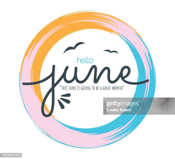 Hello June Menu Lettering Hello June Lettering Vector Stock Illustration Handwriting Month Name ...