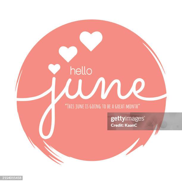 Hello June Menu Lettering Hello June Lettering Vector Stock Illustration Handwriting Month Name ...
