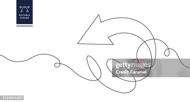 ilustraciones, imágenes clip art, dibujos animados e iconos de stock de símbolo de flecha icono de línea continua - ilustración de línea fina