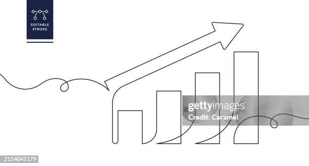 improvement, graph, development continuous line icon - continuous line drawing graph stock illustrations