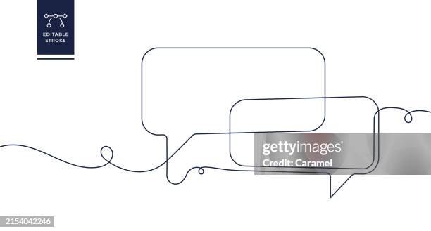 sprechblasen durchgehendes liniensymbol - reden stock-grafiken, -clipart, -cartoons und -symbole