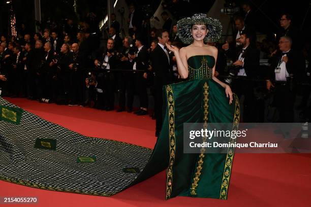 Mean Sonyta attends the "Parthenope" Red Carpet at the 77th annual Cannes Film Festival at Palais des Festivals on May 21, 2024 in Cannes, France.