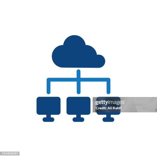 cloud network icon. solid icon that can be applied anywhere, simple, pixel perfect and modern style - computer chip icon flat stock illustrations
