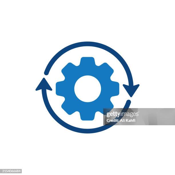 gear and rotating icon. solid icon that can be applied anywhere, simple, pixel perfect and modern style - organizational chart stock illustrations