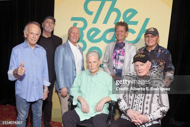 Al Jardine, David Marks, Frank Marshall, Brian Wilson, Blondie Chaplin, Mike Love and Bruce Johnston attend the world premiere of Disney+ documentary...