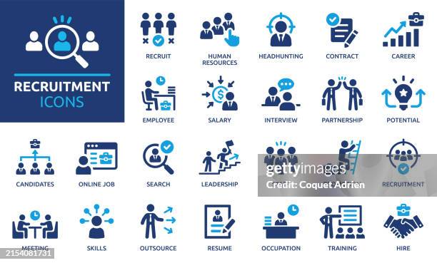 recruitment icon set. solid icon collection. - new job stock illustrations