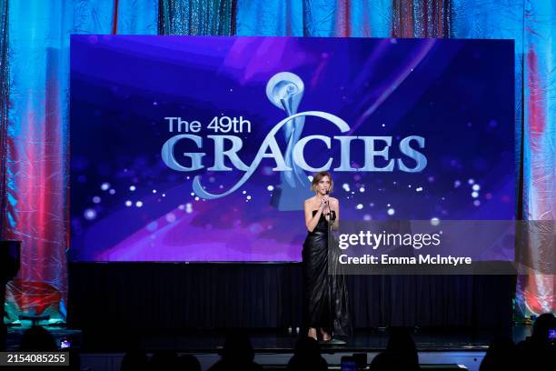 Kristen Wiig speaks onstage during the 49th Annual Gracie Awards, hosted by The Alliance for Women in Media Foundation at the Four Seasons Beverly...