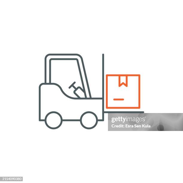 forklift duocolor line icon design with editable stroke. suitable for infographics, web pages, mobile apps, ui, ux, and gui design. - warehouse conversion stock illustrations
