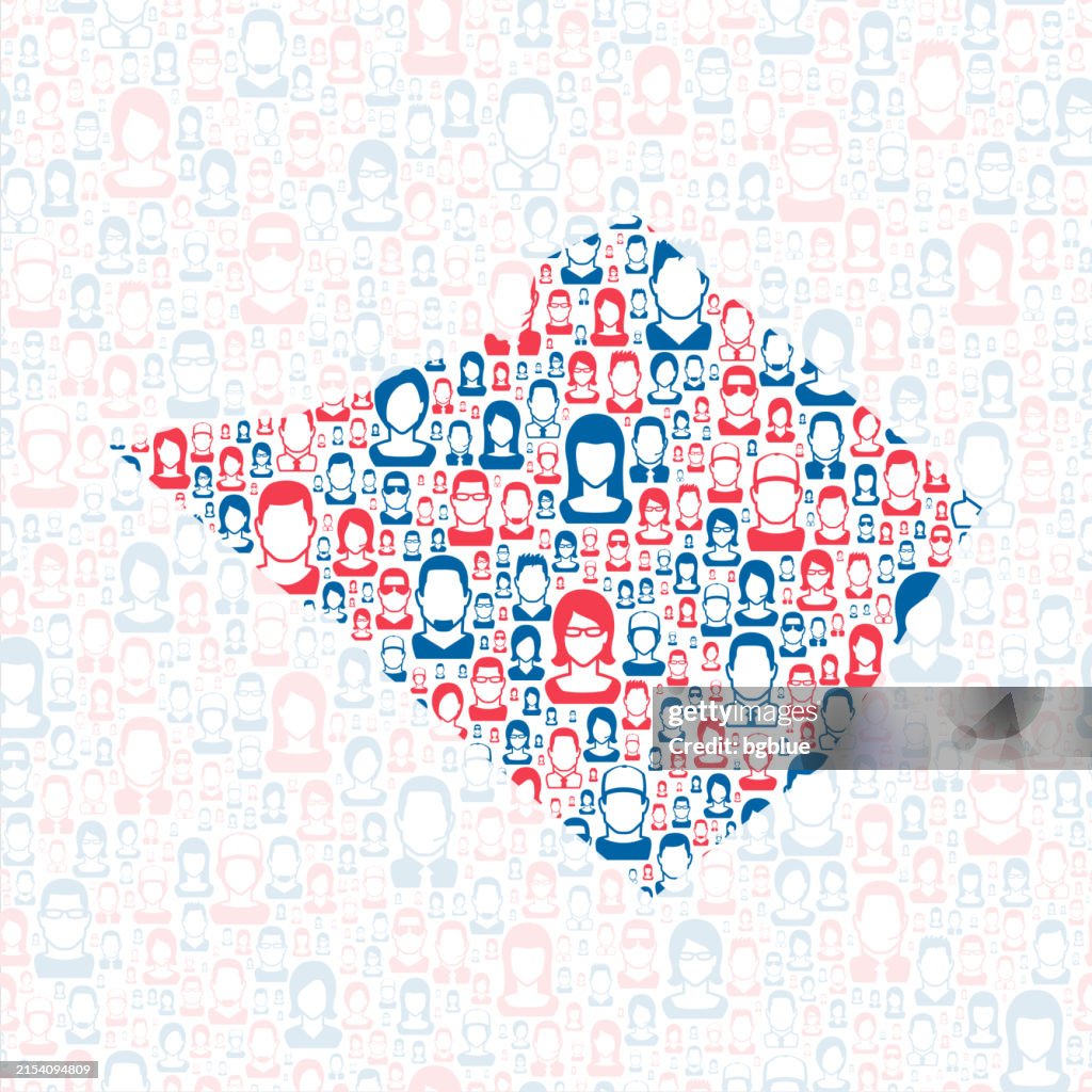 Condado de Berks, Pensilvania. Mapa con personas azules y rojas