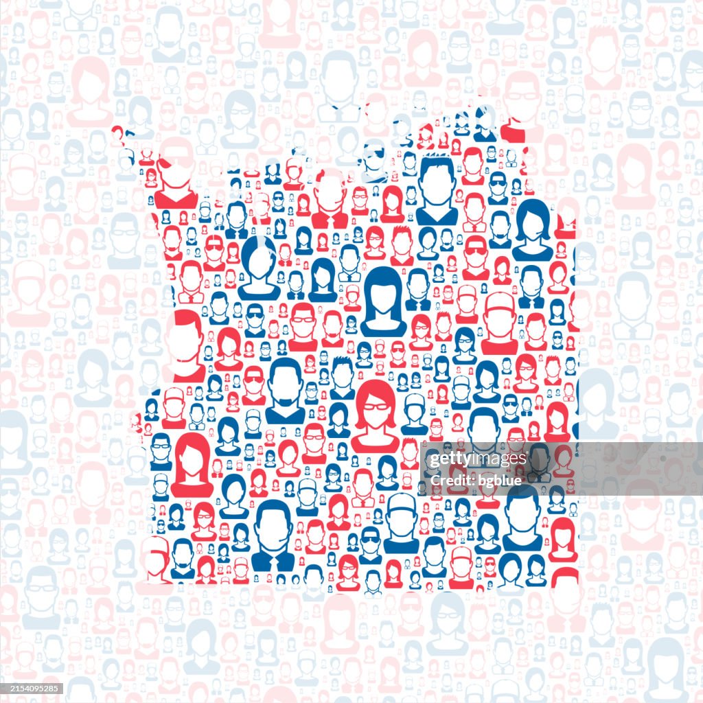 Clatsop County, Oregon. Map with blue and red People