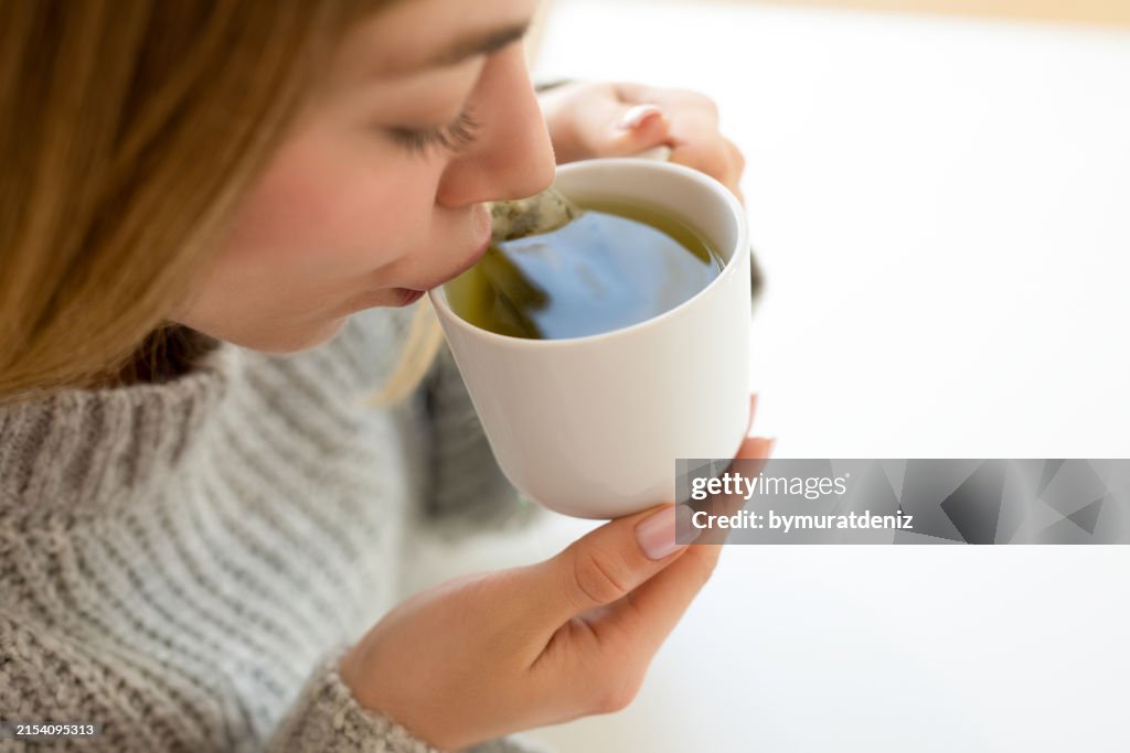 Drinking herbal tea
