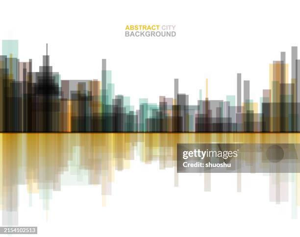 abstract color gradient dynamic city building skyline pattern background - office backdrop stock illustrations