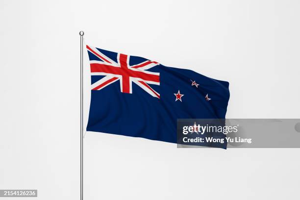 new zealand flag on white background - new zealand flag stock pictures, royalty-free photos & images
