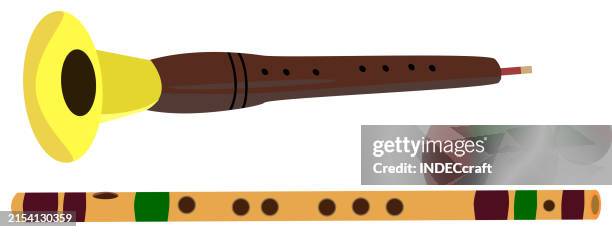 flute and shehnai instruments - playing accordion stock illustrations