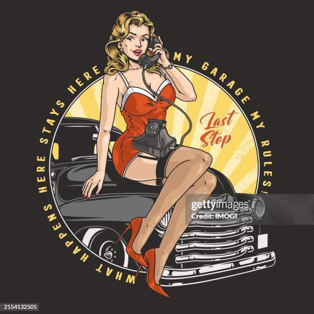 Плакат Car maintenance colorful vintage poster