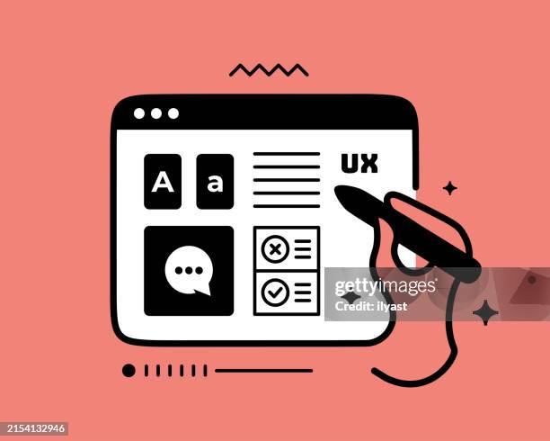 line web browser design with icons for user experience - website wireframe icons stock illustrations