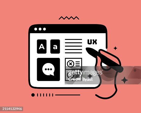 Line Web Browser Design with Icons for User Experience Line Web Browser Design with Icons for User Experience
