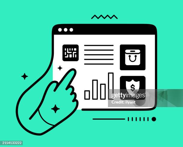 line web browser design with icons for security & banking - web address stock illustrations