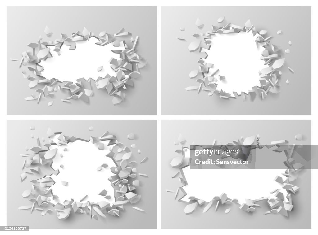 Exploding Plaster Wall Exploding Wall With Fractures And Breaks Falling Plaster Building ...