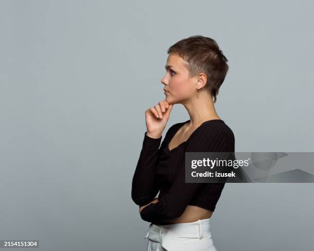 side view of confident young woman - looking away stock pictures, royalty-free photos & images
