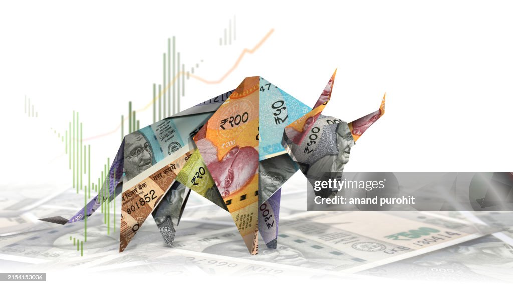 India Rupee Stock Market Profit Bull Background Money