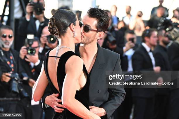 Natasha Andrews and Pierre Niney attend the "Le Comte De Monte-Cristo" Red Carpet at the 77th annual Cannes Film Festival at Palais des Festivals on...