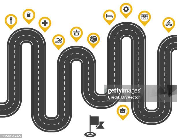 road map vector illustration - zigzag road stock illustrations