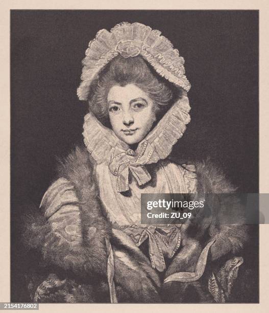 lavinia, countess spencer, painted by sir joshua reynolds, collotype, 1891 - oil painting stock illustrations