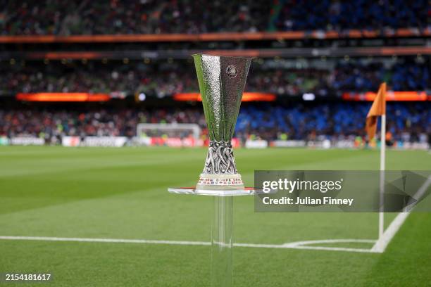 Detailed view of The UEFA Europa League Trophy prior to the UEFA Europa League 2023/24 final match between Atalanta BC and Bayer 04 Leverkusen at...