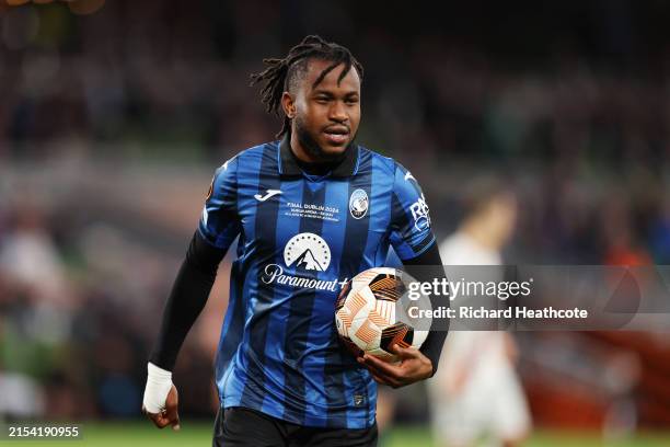 Ademola Lookman of Atalanta BC looks on during the UEFA Europa League 2023/24 final match between Atalanta BC and Bayer 04 Leverkusen at Dublin Arena...