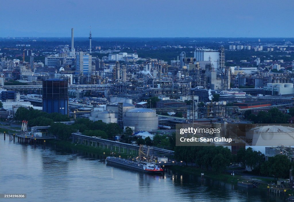 Basf Factory In this aerial view the BASF chemicals factory stands next to the ...