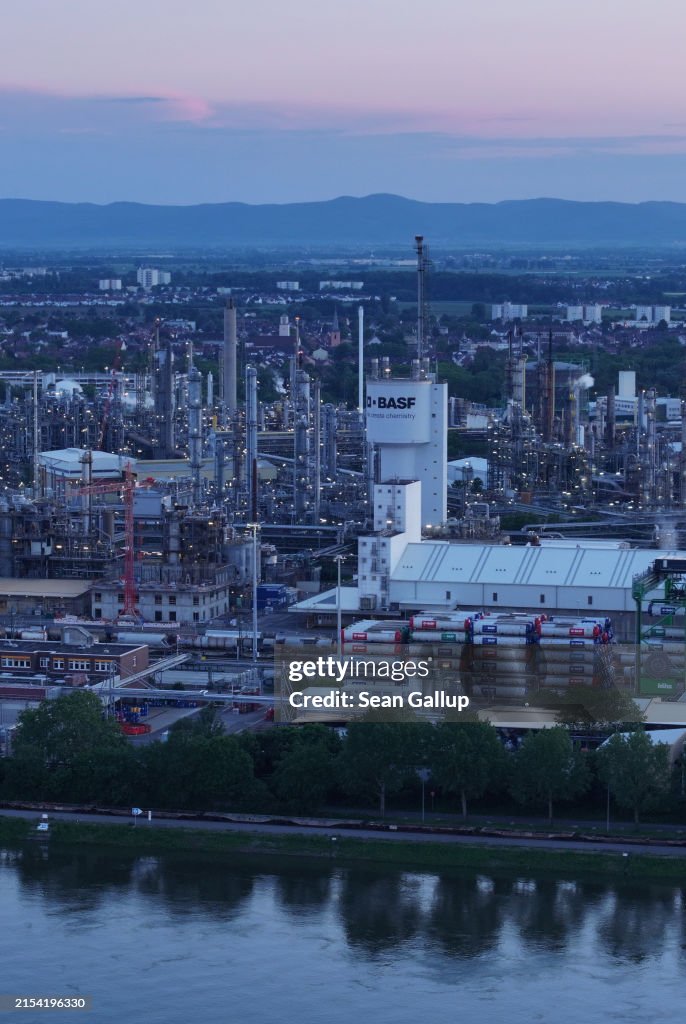 Basf Factory In this aerial view the BASF chemicals factory stands next to the ...