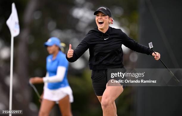 Rachel Heck of the Stanford Cardinal celebrates after winning the NCAA Women's Golf Division I Championships at Omni La Costa Resort & Spa on May 22,...