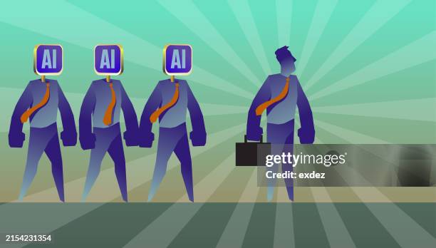 illustrations, cliparts, dessins animés et icônes de l’ia et l’humain travaillent ensemble - lhumain