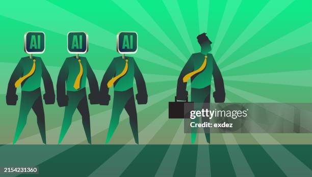 illustrations, cliparts, dessins animés et icônes de l’ia et l’humain travaillent ensemble - lhumain