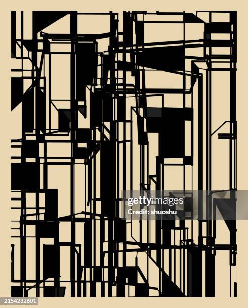 abstract vintage modern city building structure pattern background for poster,banner design - modern architecture background stock illustrations