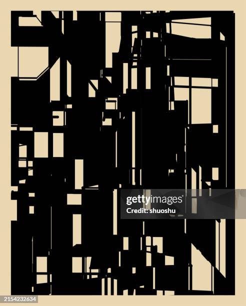 abstract expressionism stripe modern city building structure pattern background - futuristic building stock illustrations