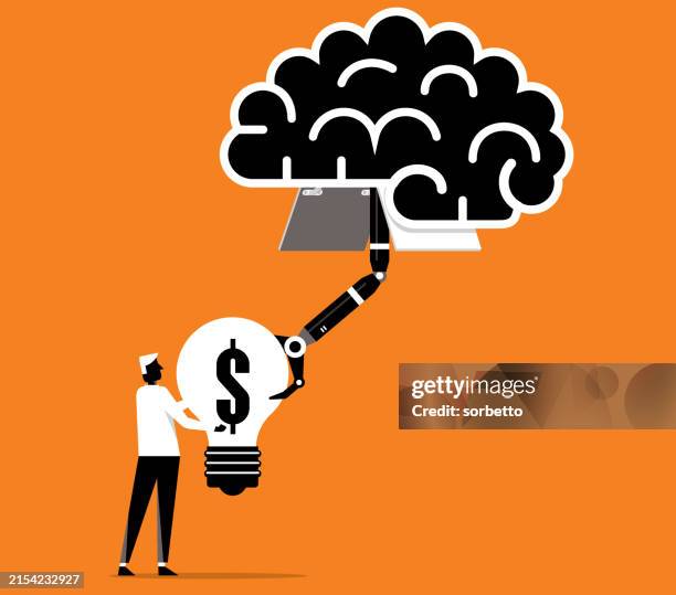 idea brain - businesswoman - robotics abstract stock illustrations