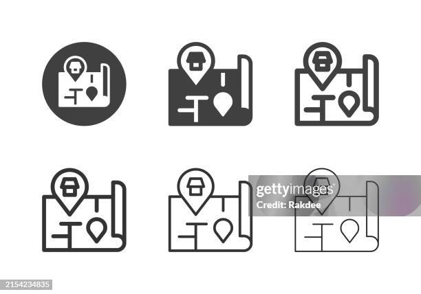 store map icons - multi series - mall map stock illustrations