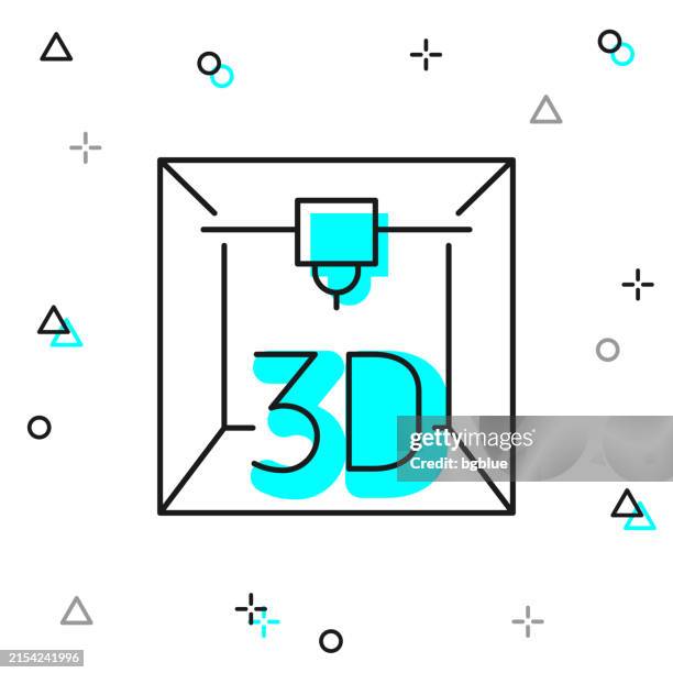 3d printer. line icon on white background - printing process stock illustrations