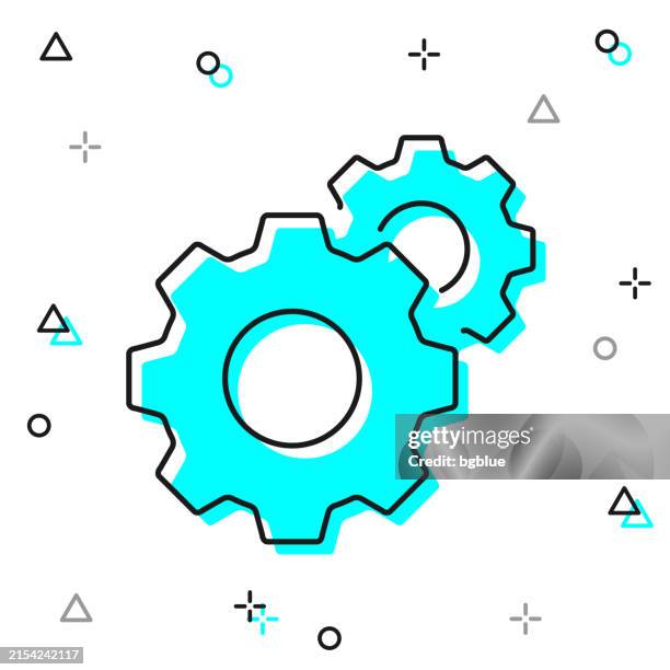settings - gears. line icon on white background - spinning wheel stock illustrations