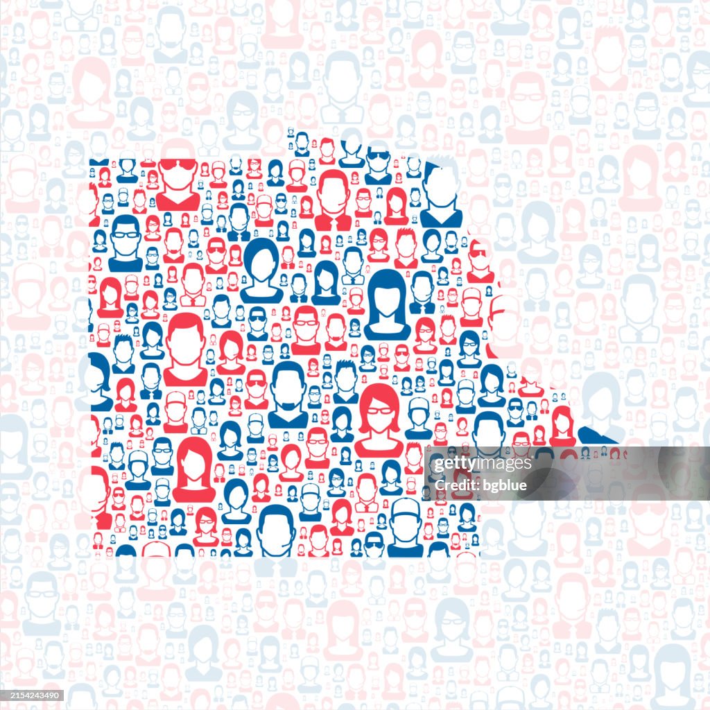 Dubuque County, Iowa. Map with blue and red People