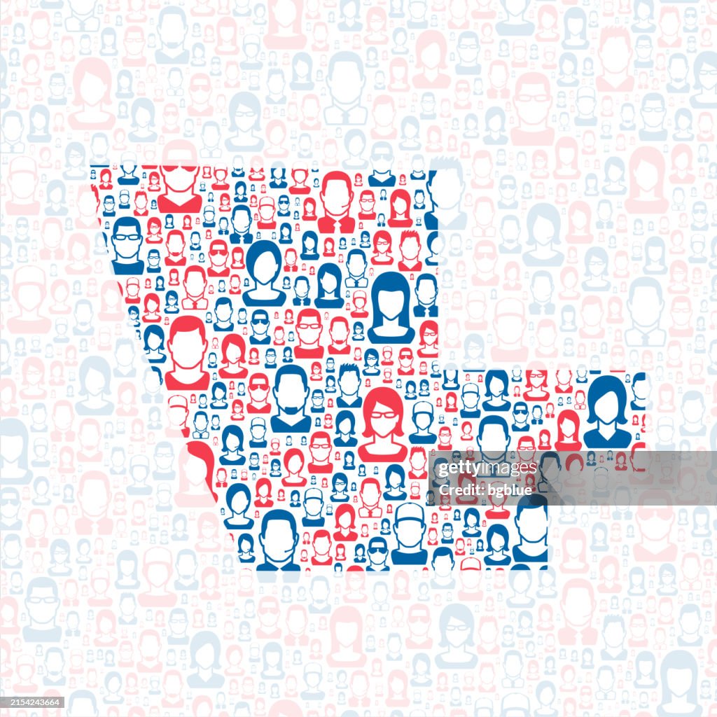 Muskegon County, Michigan. Map with blue and red People