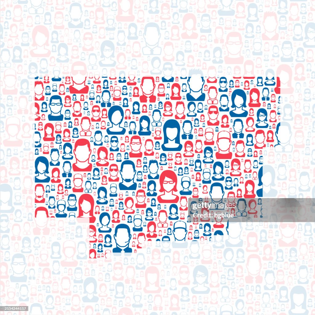 Comanche County, Oklahoma. Map with blue and red People