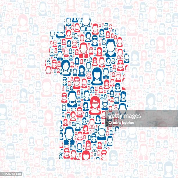 jefferson county, ohio. map with blue and red people - steubenville ohio stock illustrations