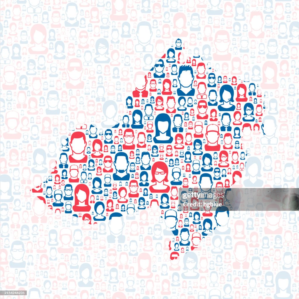 Morris County, New Jersey. Map with blue and red People